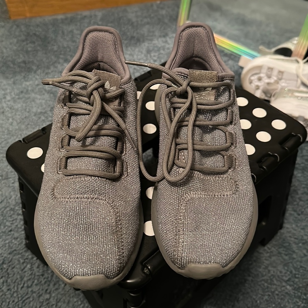sparkly gray adidas